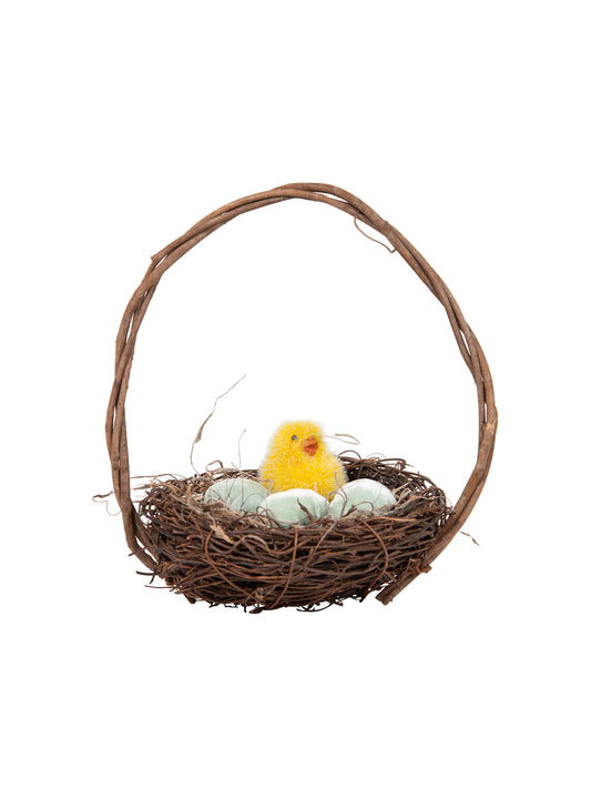 Spring Nest Basket with Velvet Eggs and Chick Weston Table