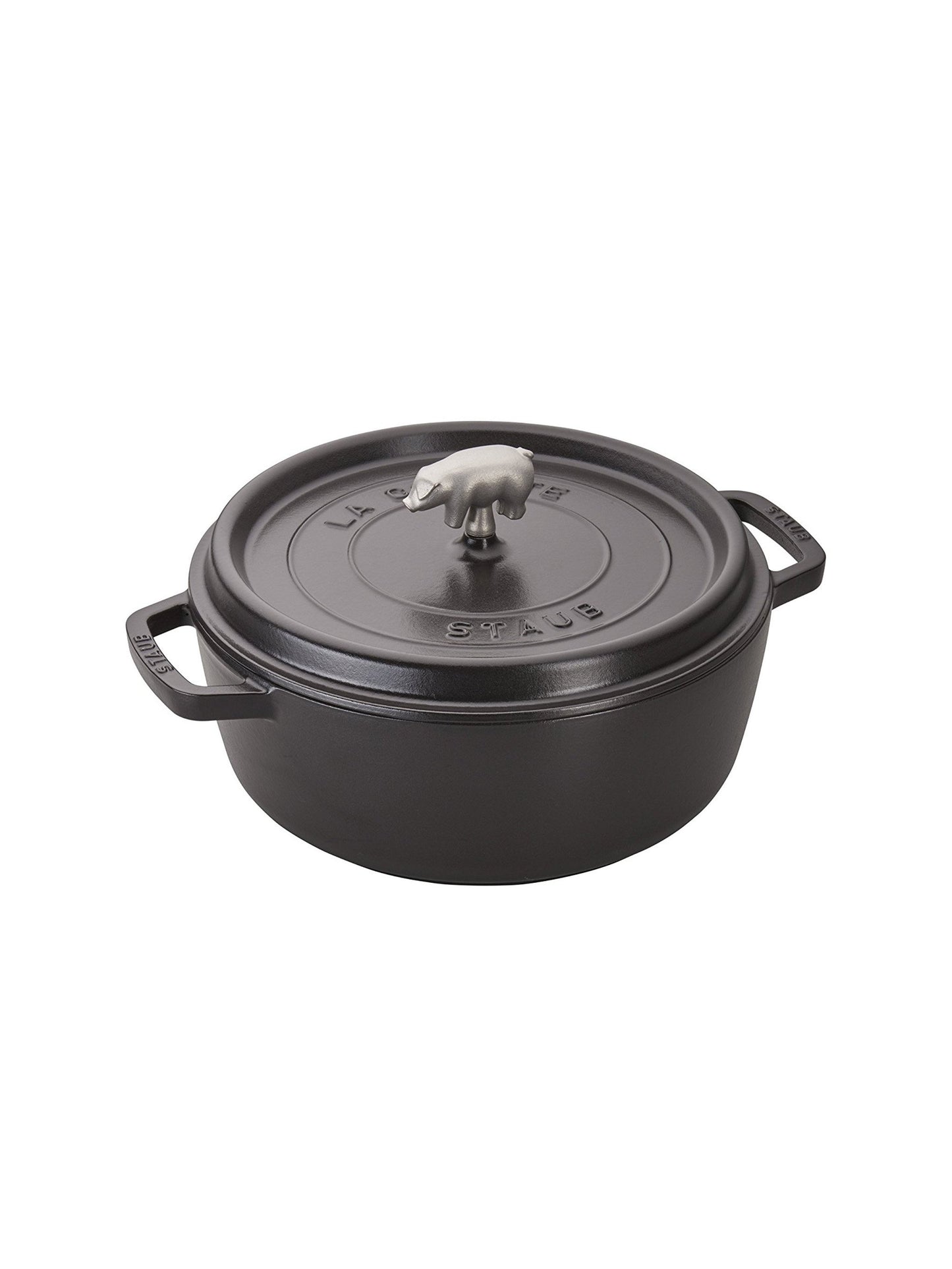 Staub Cast Iron 3.75 Quart Cochon Braiser with Pig Knob Black Matte Weston Table