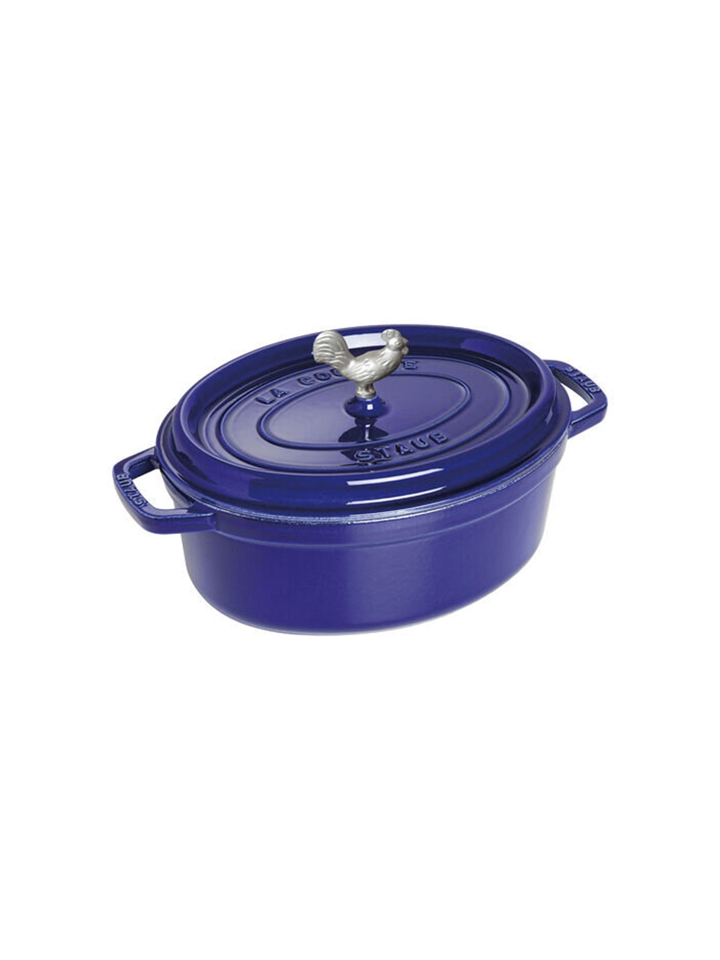 Staub Cast Iron 4.25 Quart Coq Au Vin Dark Blue Weston Table