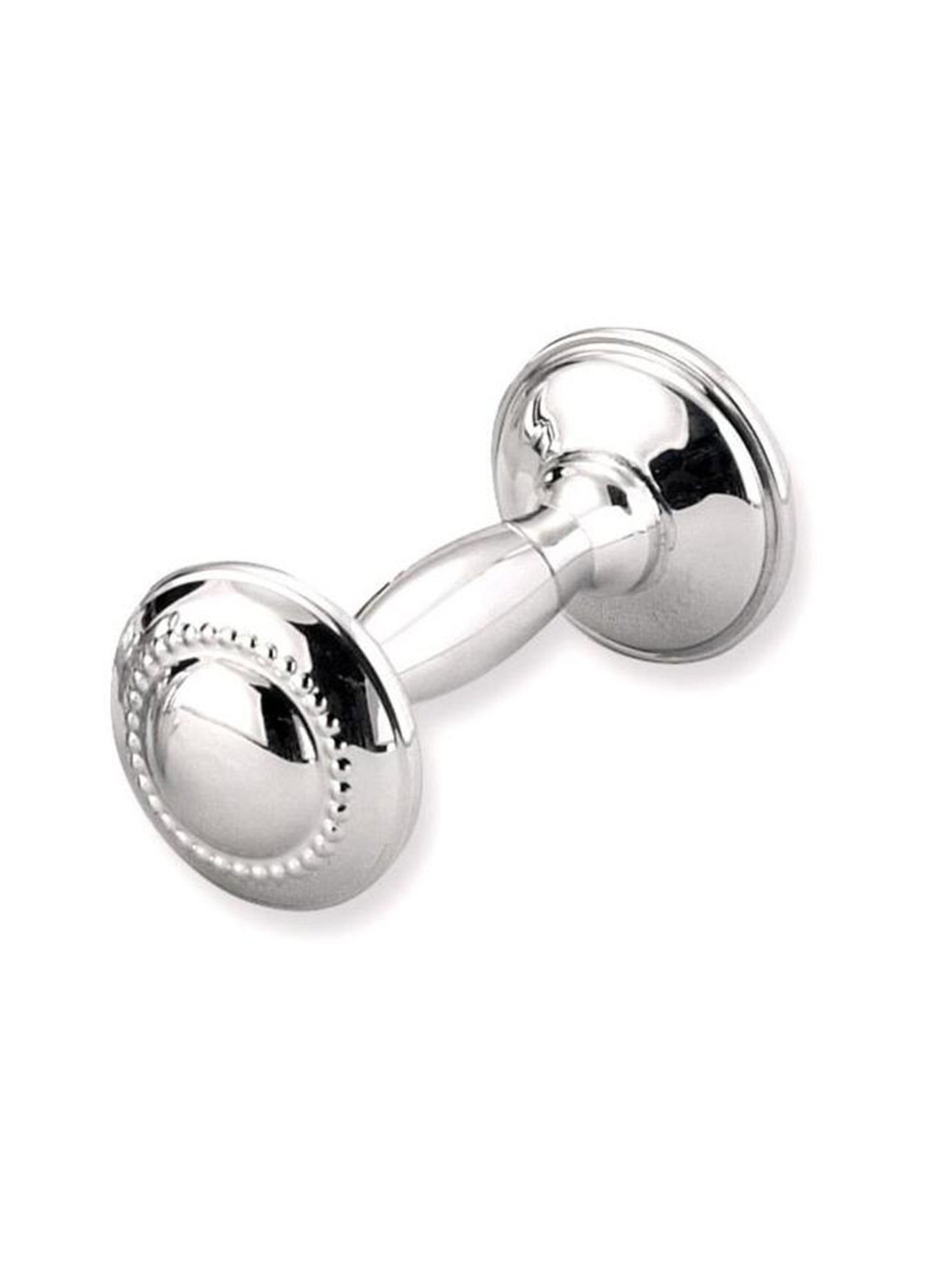 Sterling Silver Beaded Barbell Baby Rattle Weston Table