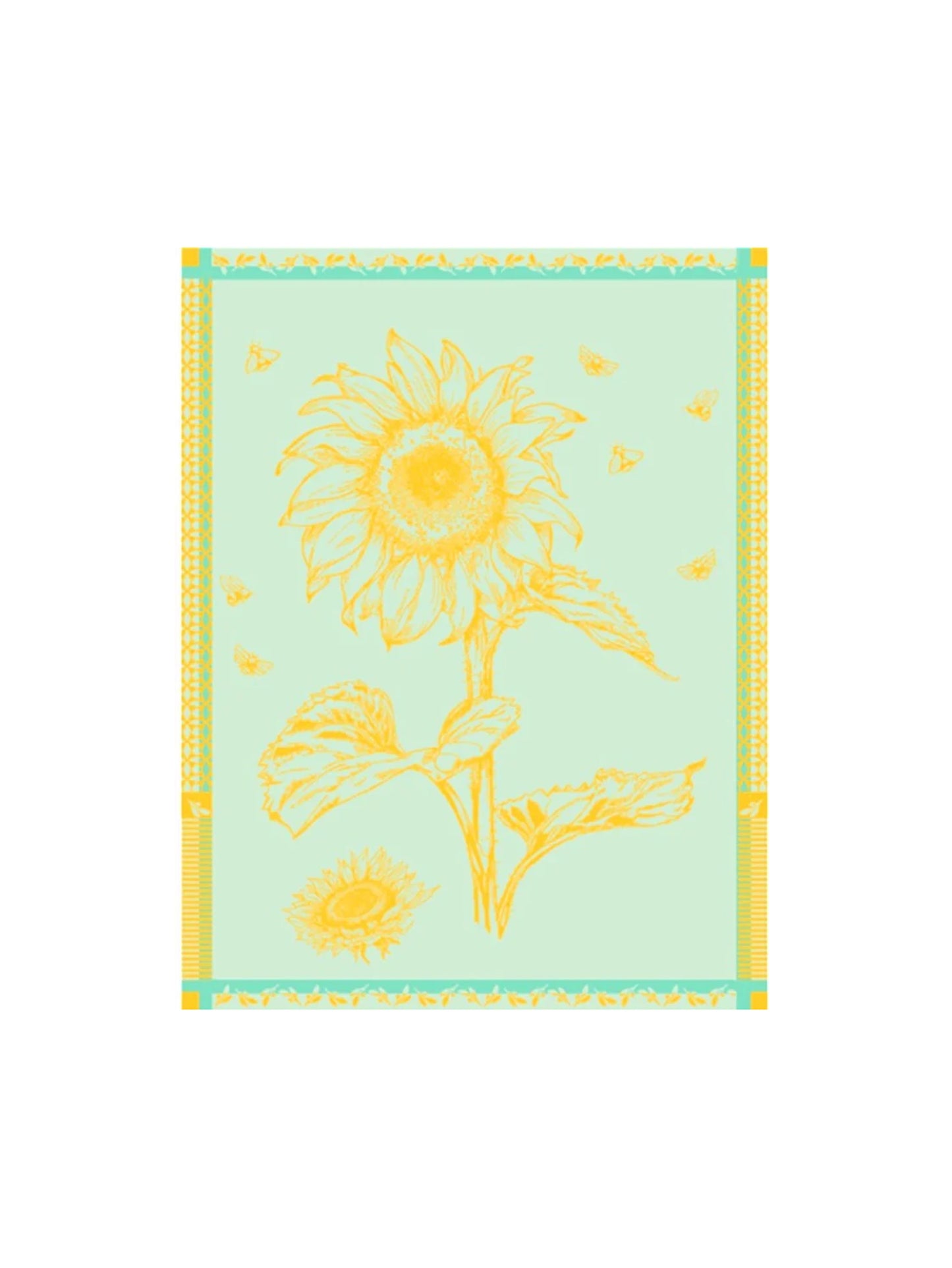 Sunflowers Kitchen Towel Aqua Gold Weston Table