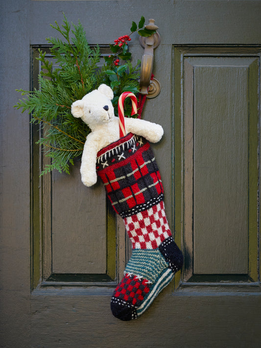 Tartan Wool Knit Christmas Stocking Weston Table