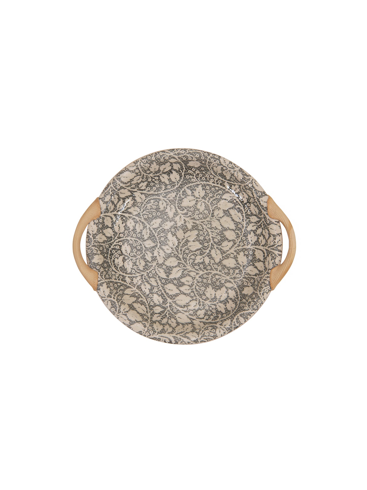 Terrafirma Ceramics Charcoal Arcadia Round Platter with Handles Weston Table