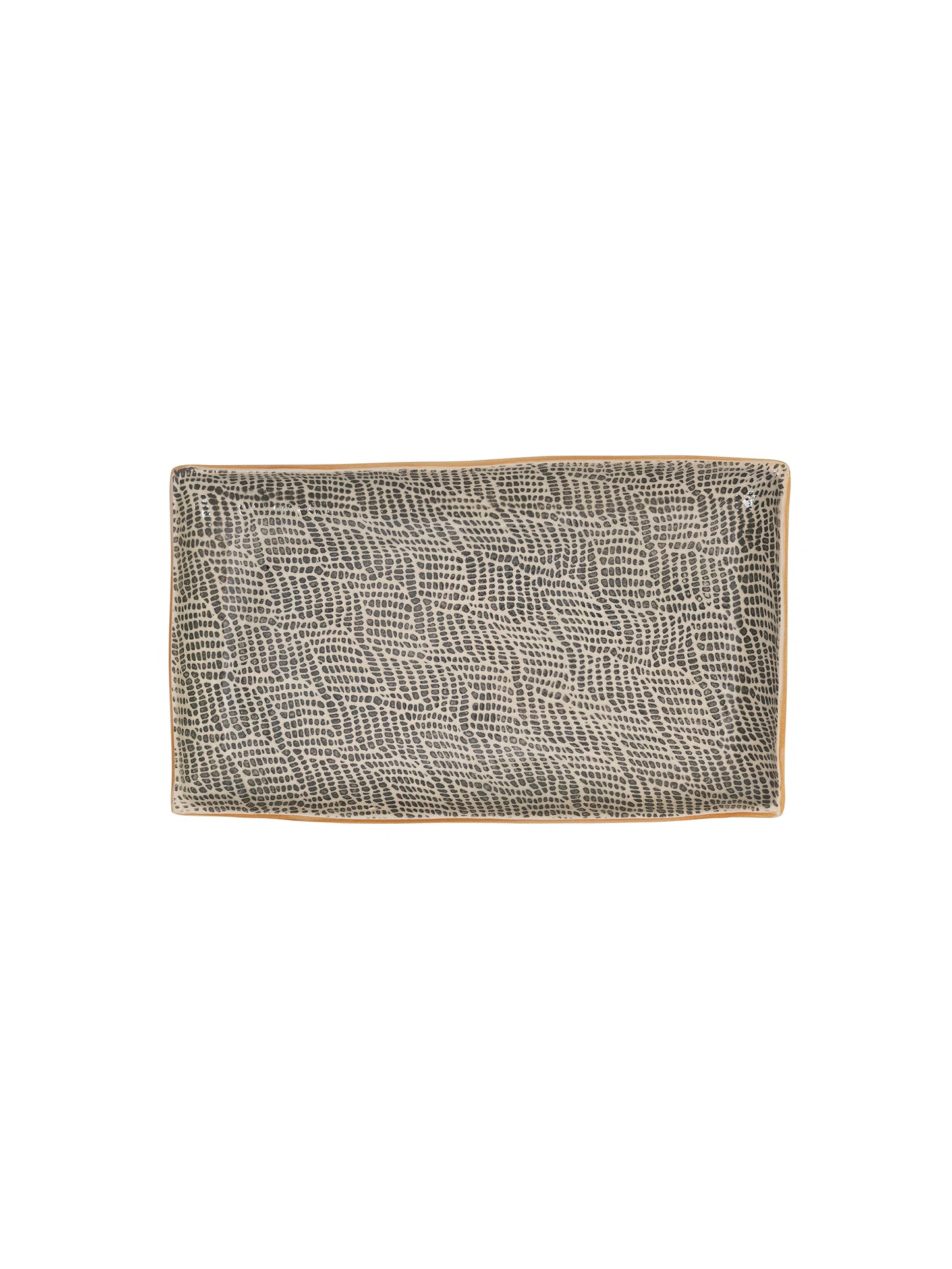 Terrafirma Ceramics Charcoal Stacking Rectangle Trays Charcoal Braid Weston Table