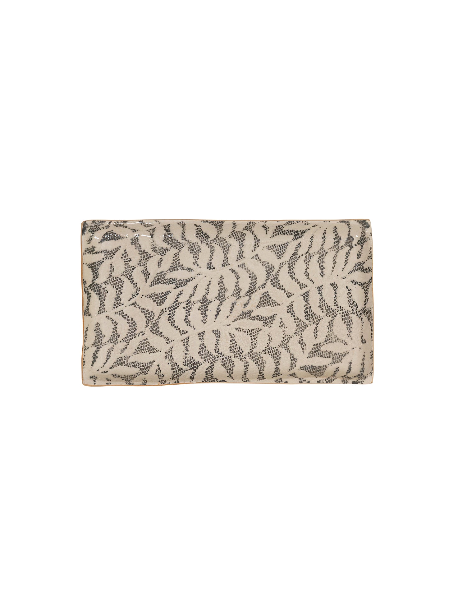 Terrafirma Ceramics Charcoal Stacking Rectangle Trays Charcoal Fern Weston Table