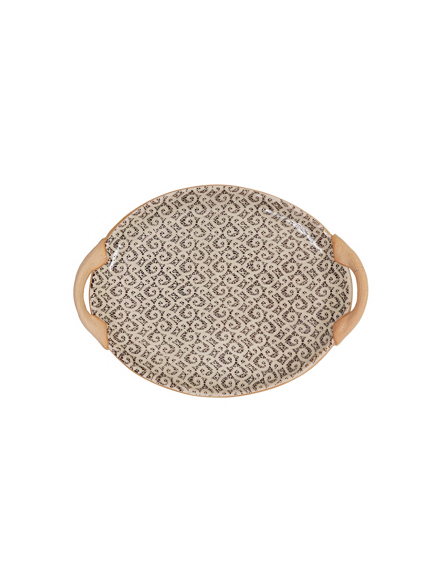 Terrafirma Ceramics Chestnut Marrakesh Oval Small Tray with Handles Weston Table