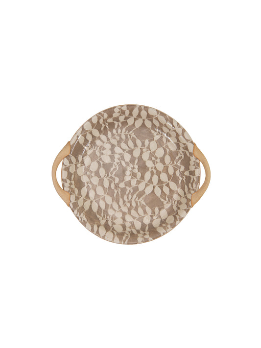 Terrafirma Ceramics Mocha Aspen Round Platter with Handles Weston Table