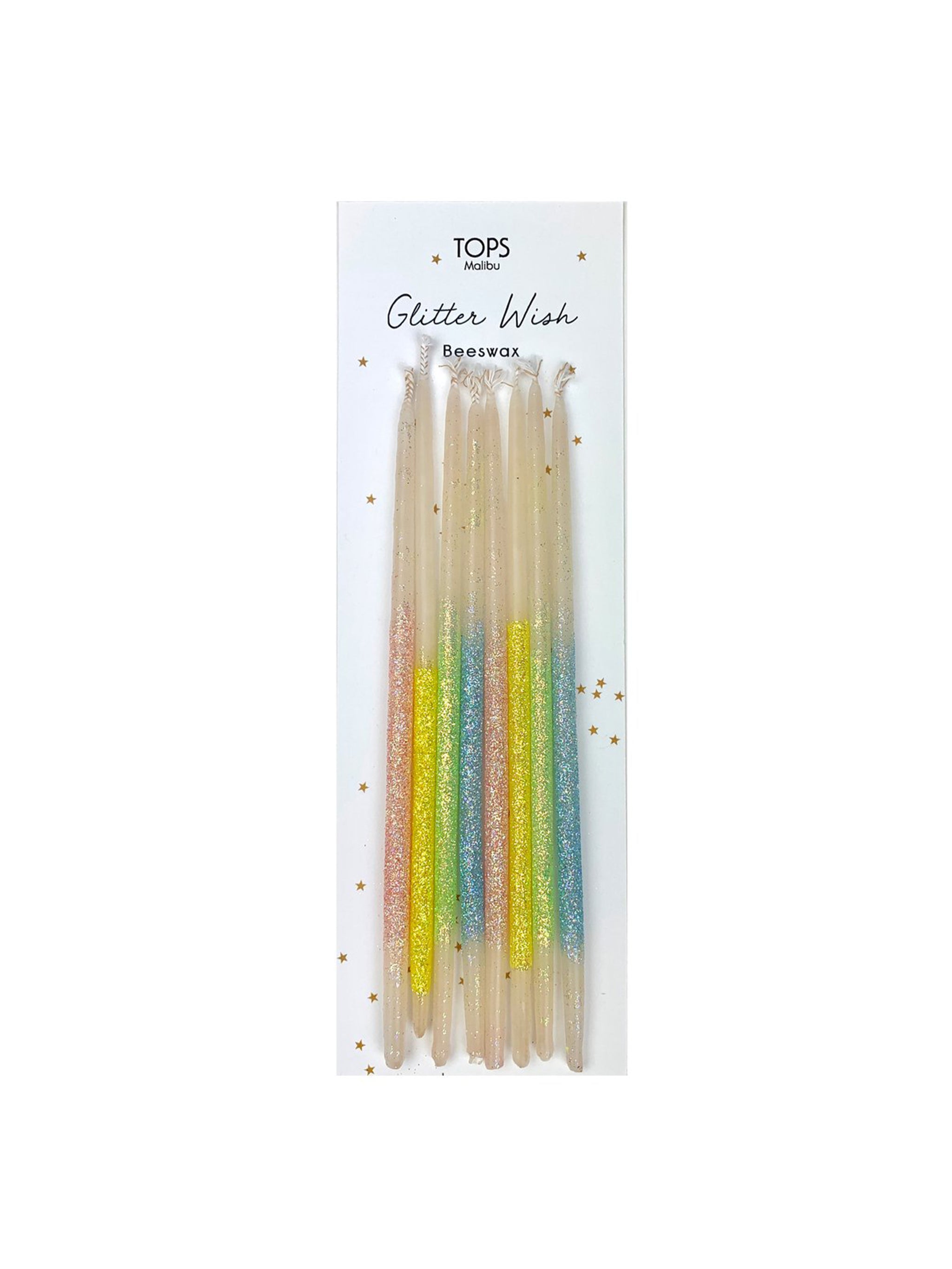 Glitter Wish 6” Candles Beeswax Gold 8 Pack - TOPS Malibu