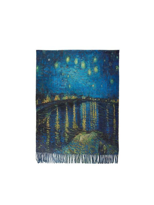 Van Gogh Cashmere and Cotton Throw Starry Night Over the Rhone Weston Table