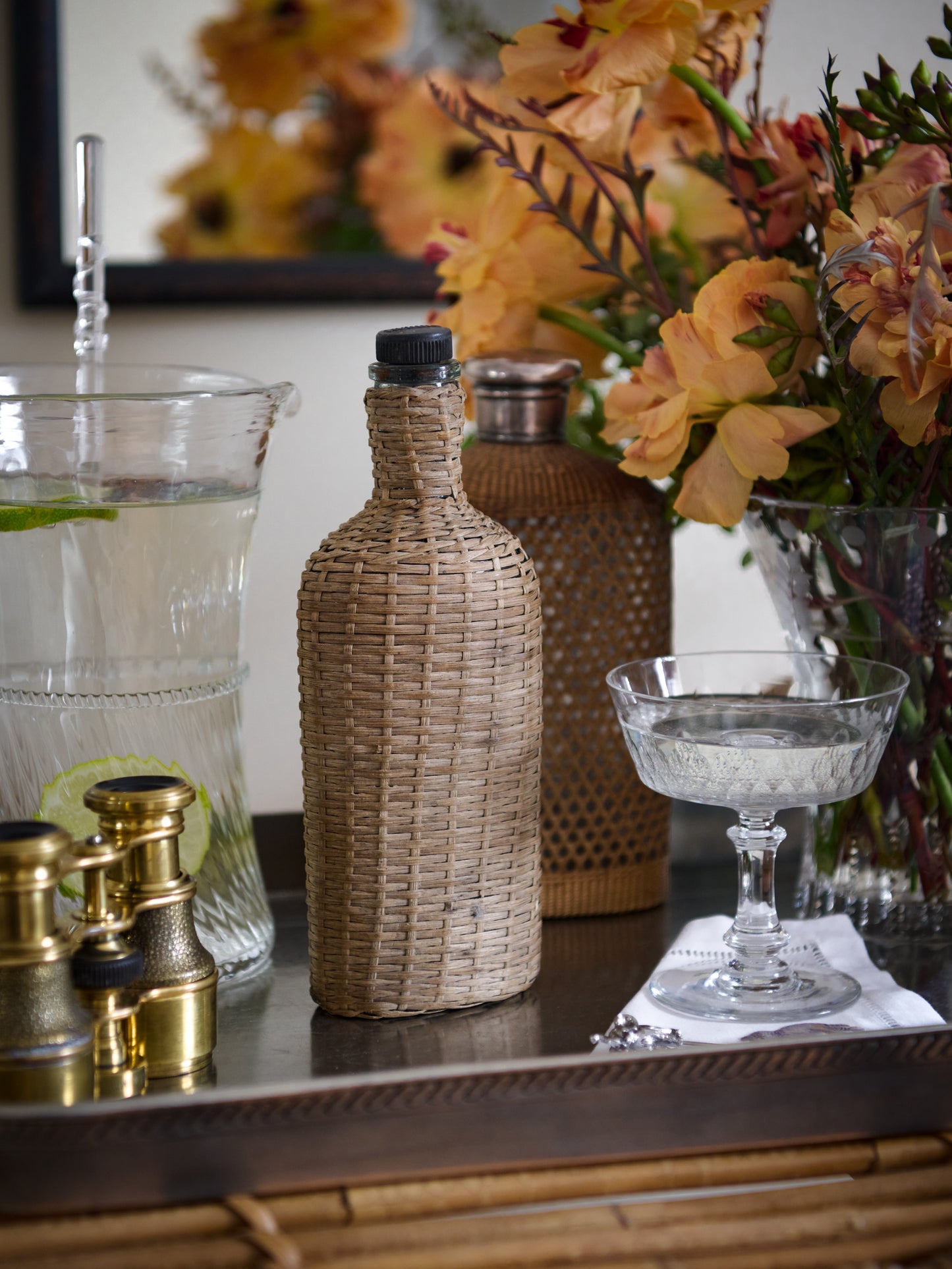 Vintage 1930s French Wicker Flask Weston Table