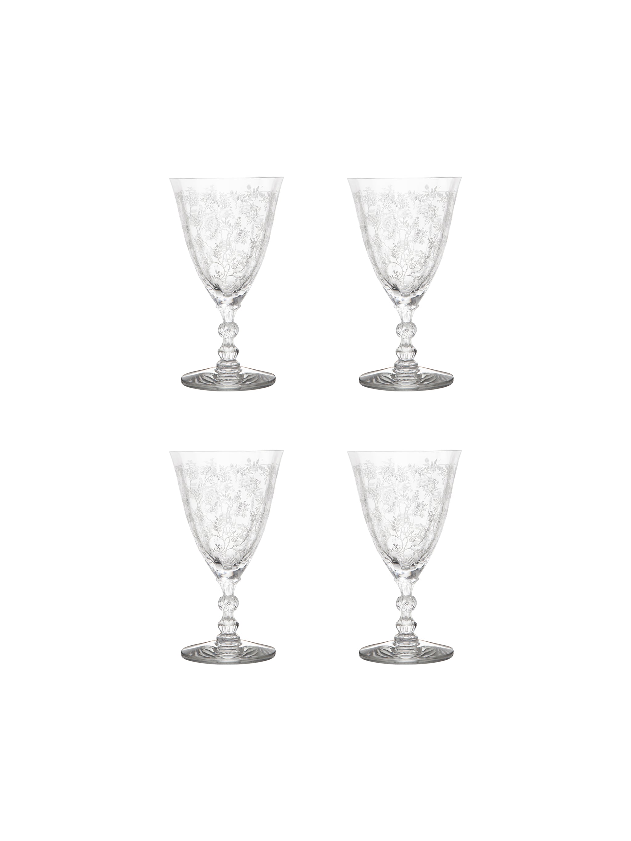Fostoria Midnight Rose White Wine Glasses Set of 2 Bar Cart Finely