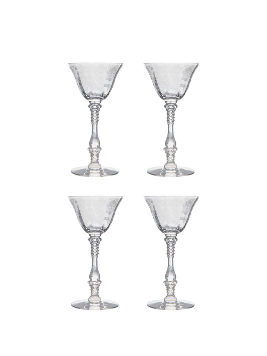 Vintage 1940s Rose Point Cambridge Sherry Glasses Set of 4 Weston Table