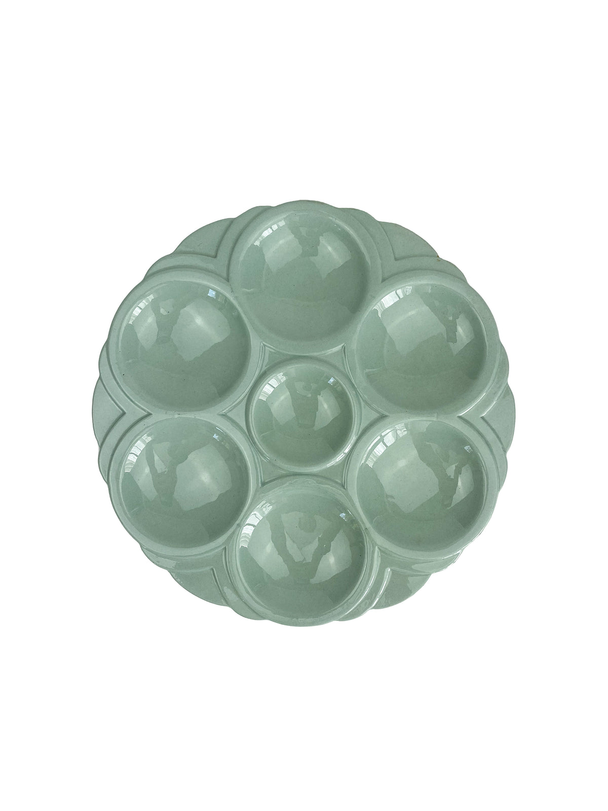 Vintage Art Deco Sarreguemines Green Oyster Plate Weston Table