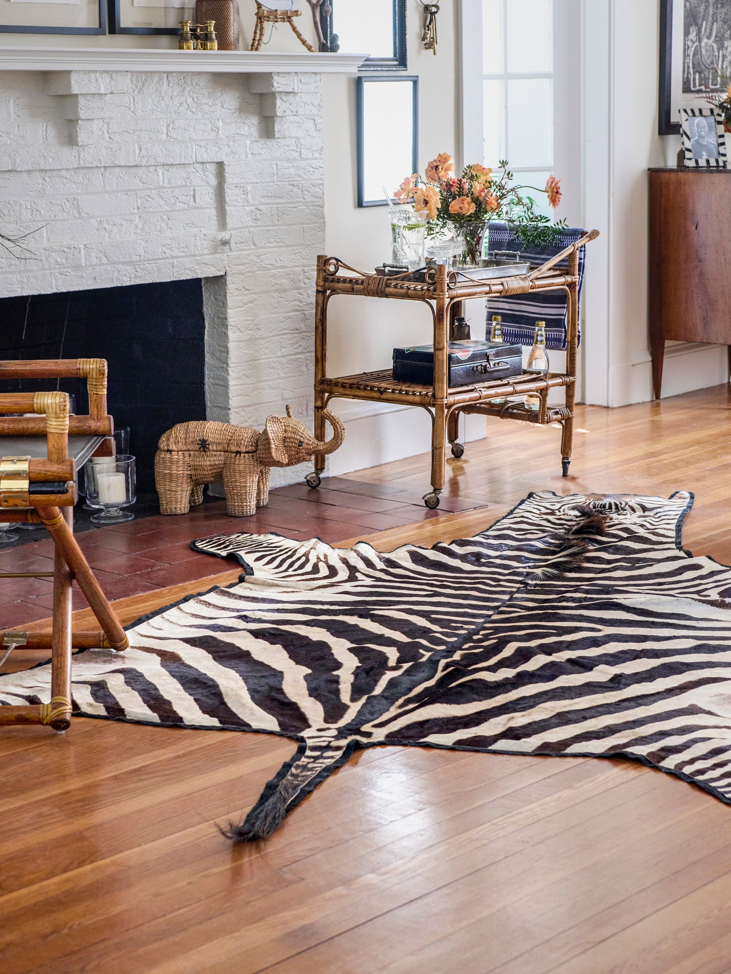 Vintage Mid Century Zebra Hide Rug Weston Table