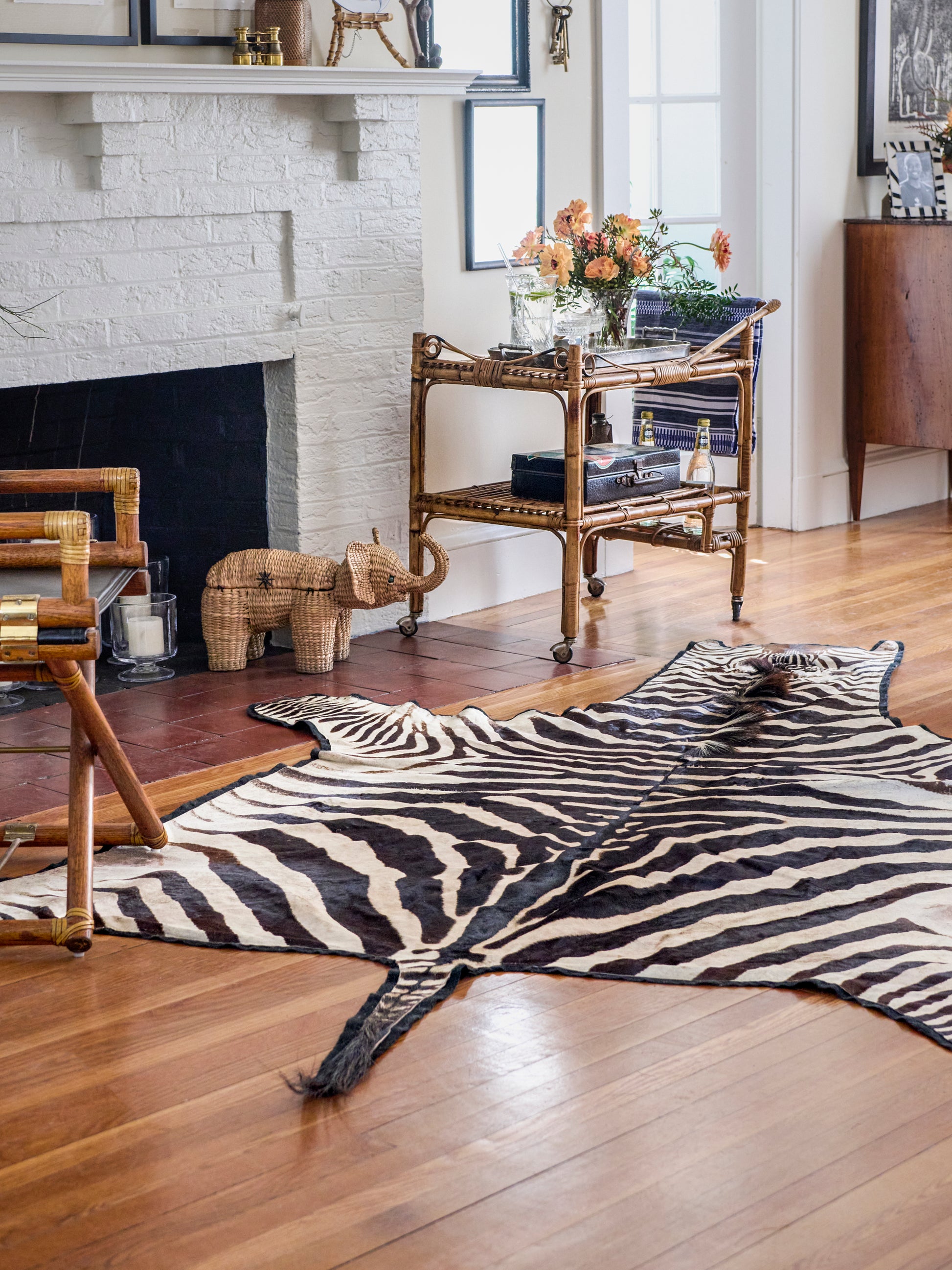 Vintage Mid Century Zebra Hide Rug Weston Table