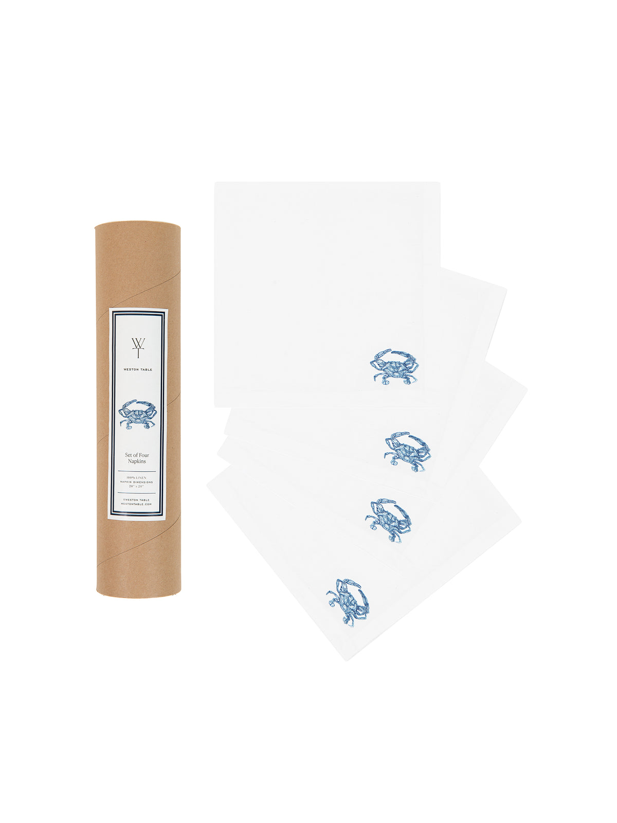Crab White Linen Napkins Weston Table