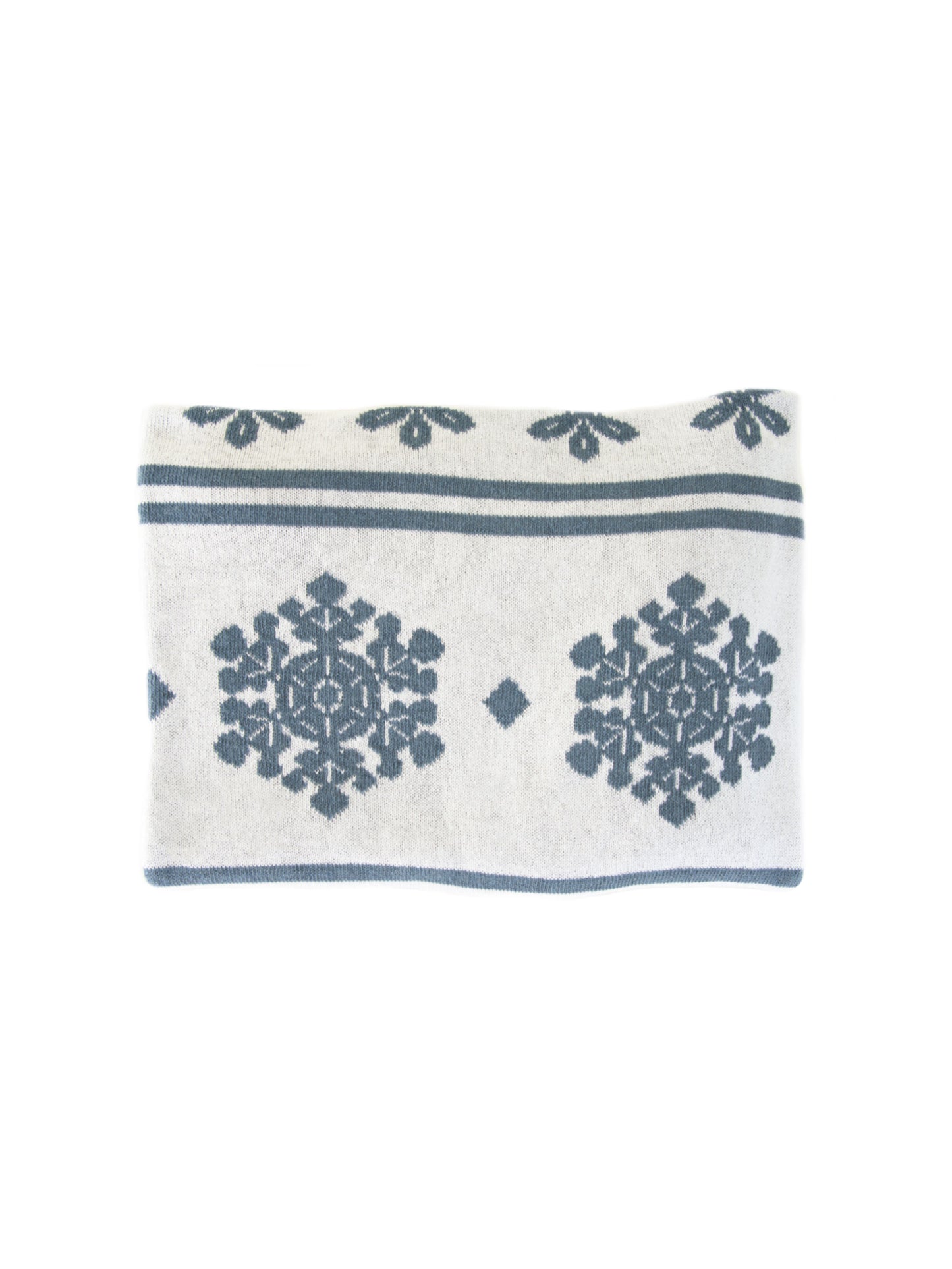 Eco Fair Isle Snowflakes Reversible Throw White Weston Table