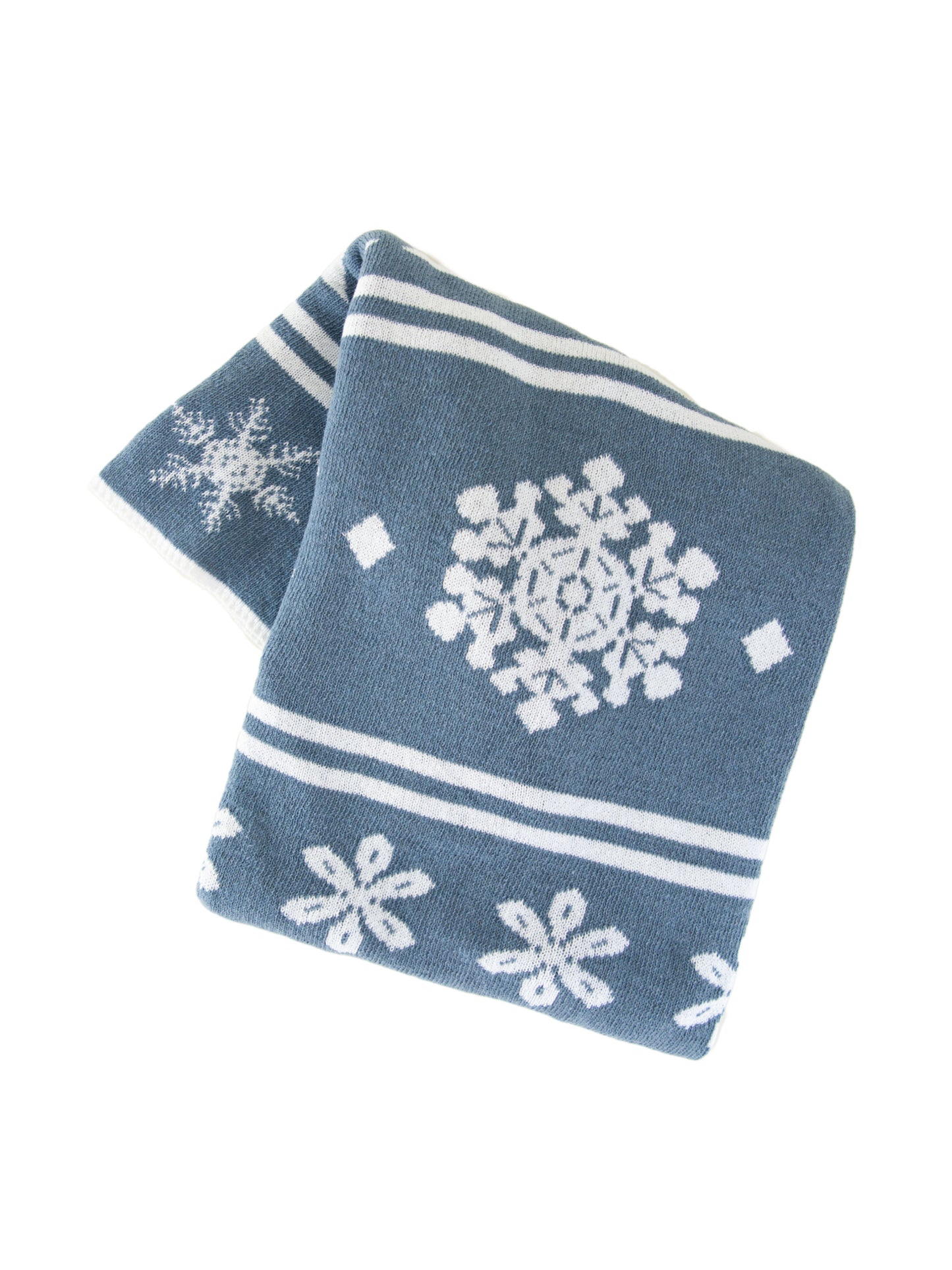 Eco Fair Isle Snowflakes Reversible Throw Blue Weston Table