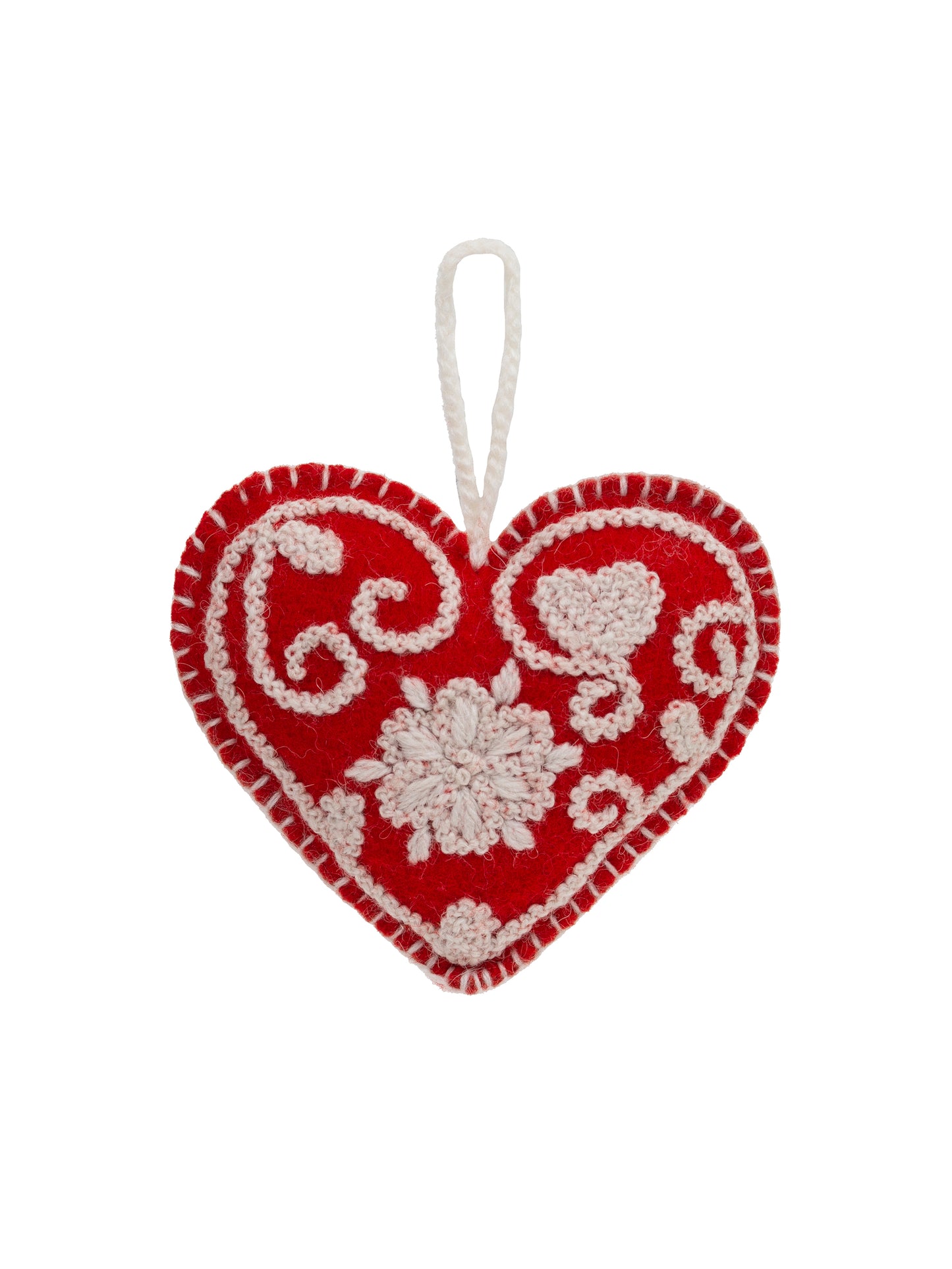 Heart Wool Felt Ornaments Red Weston Table