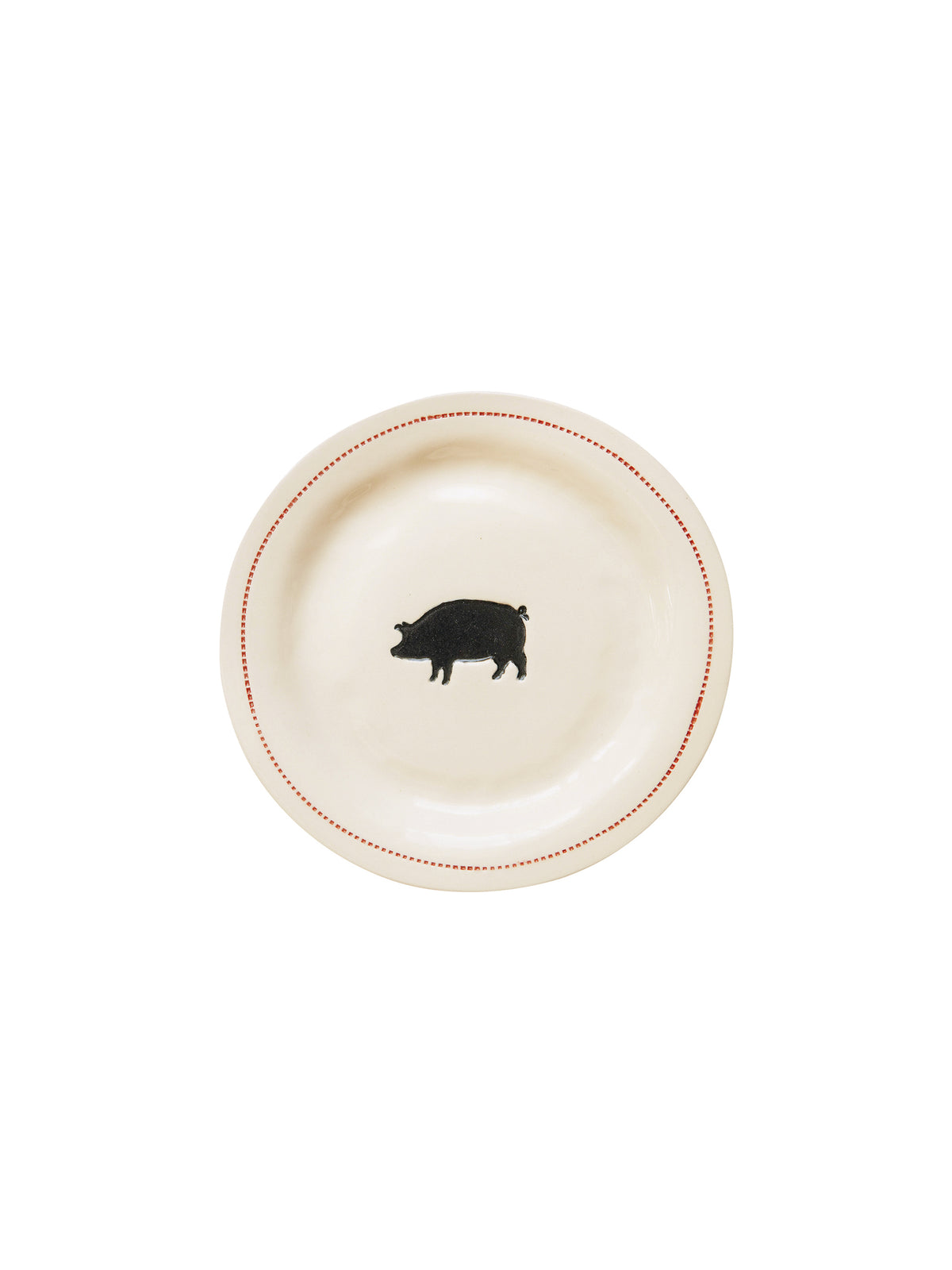 WT Piggy Canapé Plates Red Trim Weston Table