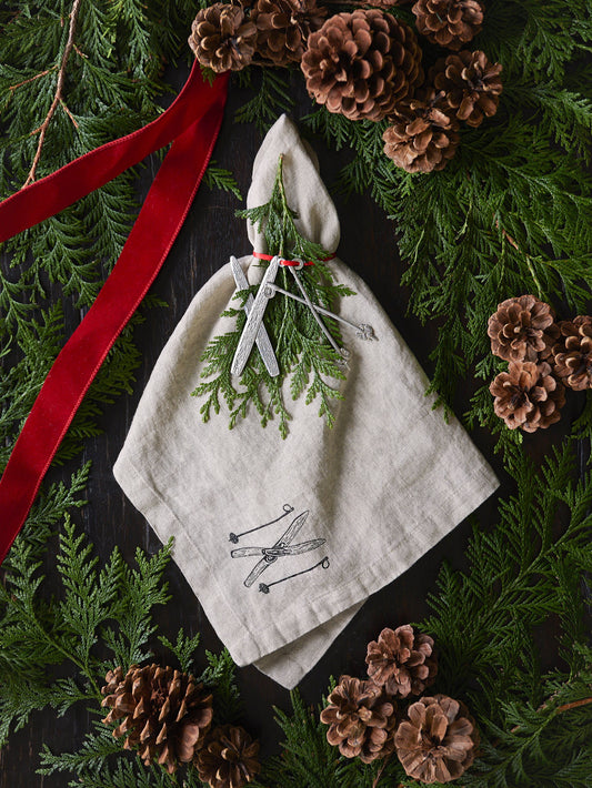 WT Skis and Poles Linen Napkins Weston Table
