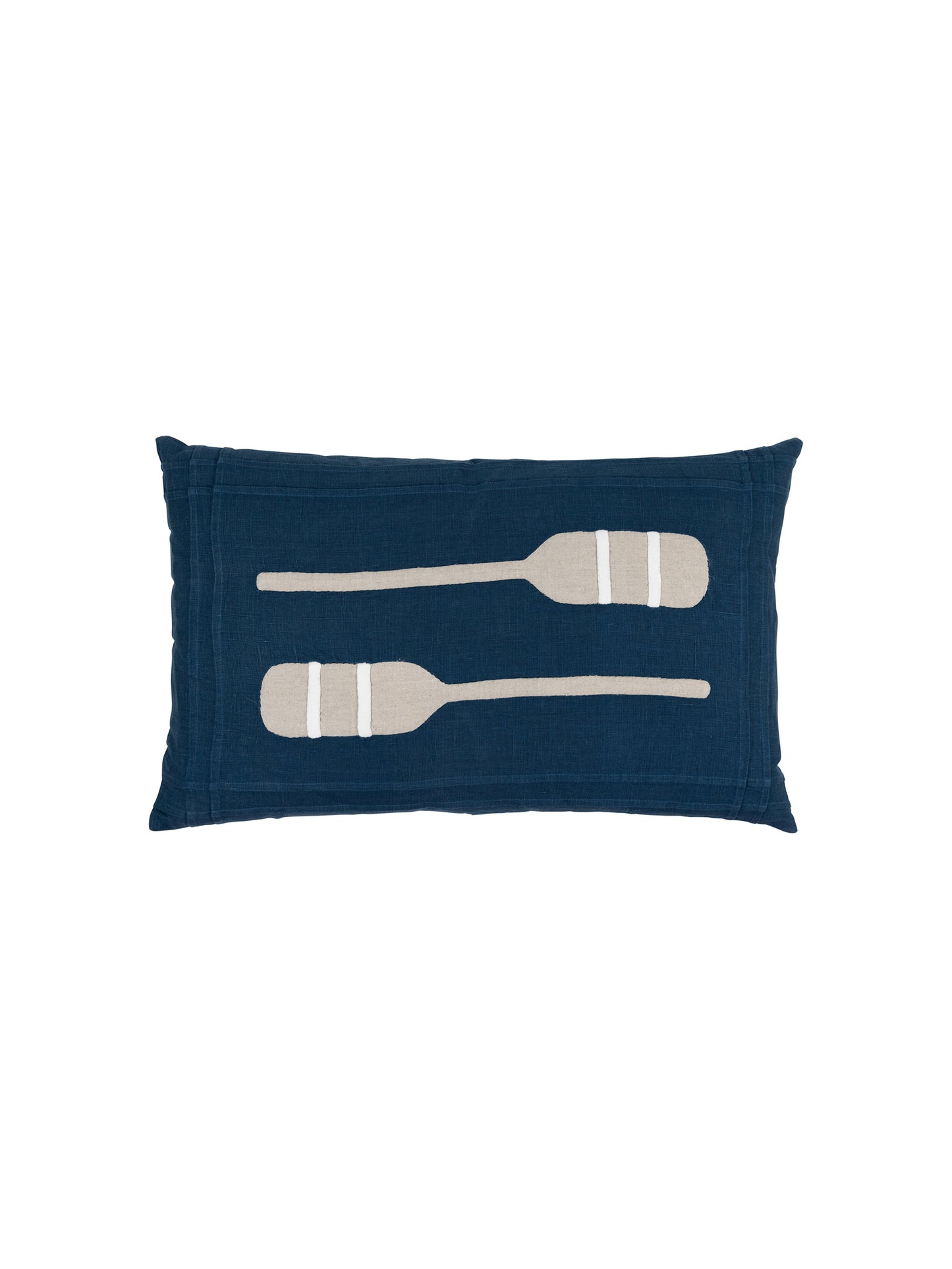 Embroidered Paddles Linen Lumbar Pillow