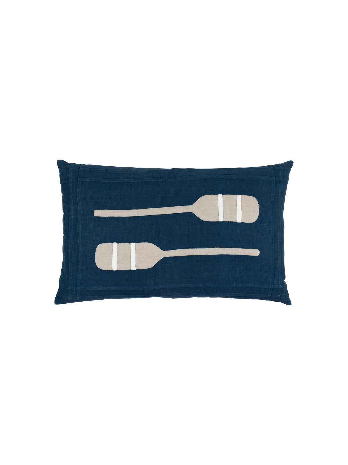 Embroidered Paddles Linen Lumbar Pillow