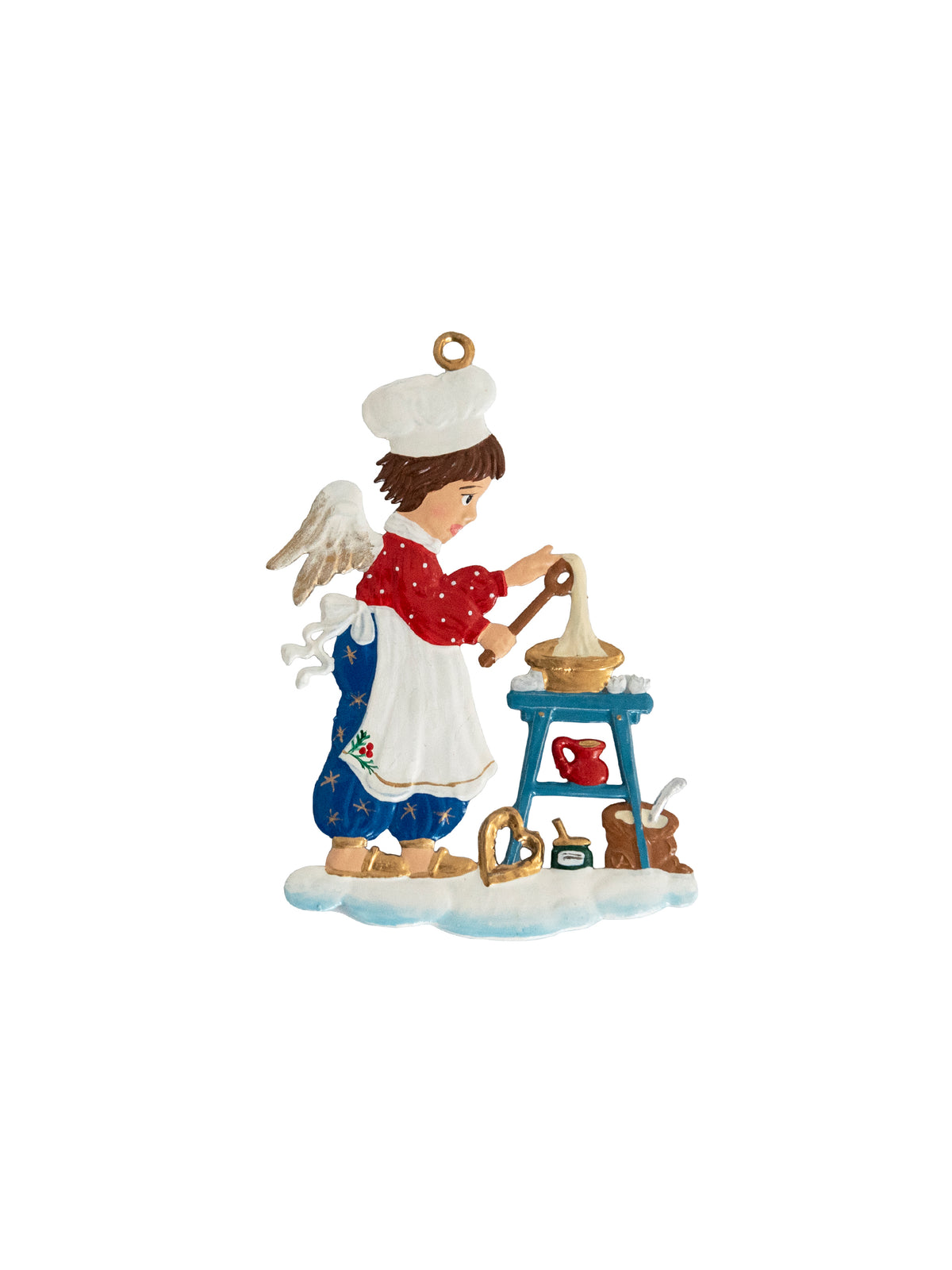 Wilhelm Schweizer Pewter Angel Ornaments Baking Angel Red Shirt Weston Table