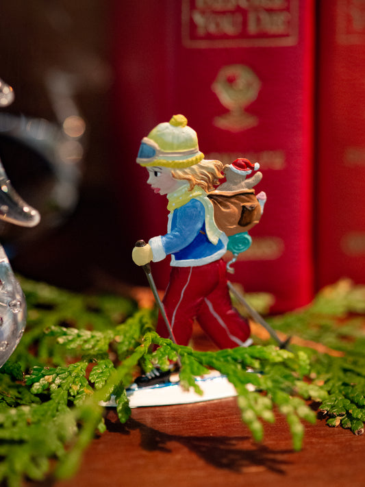 Wilhelm Schweizer Pewter Girl Skier Weston Table