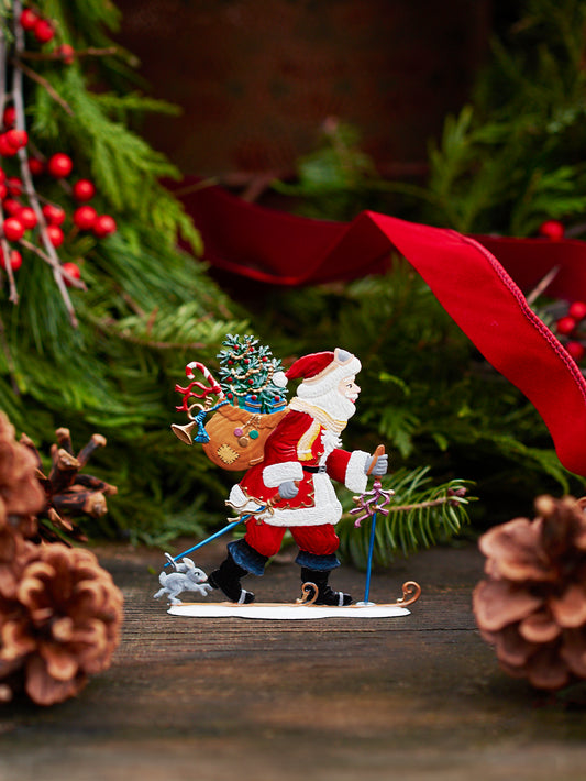 Wilhelm Schweizer Pewter Santa Hitting the Slopes Weston Table