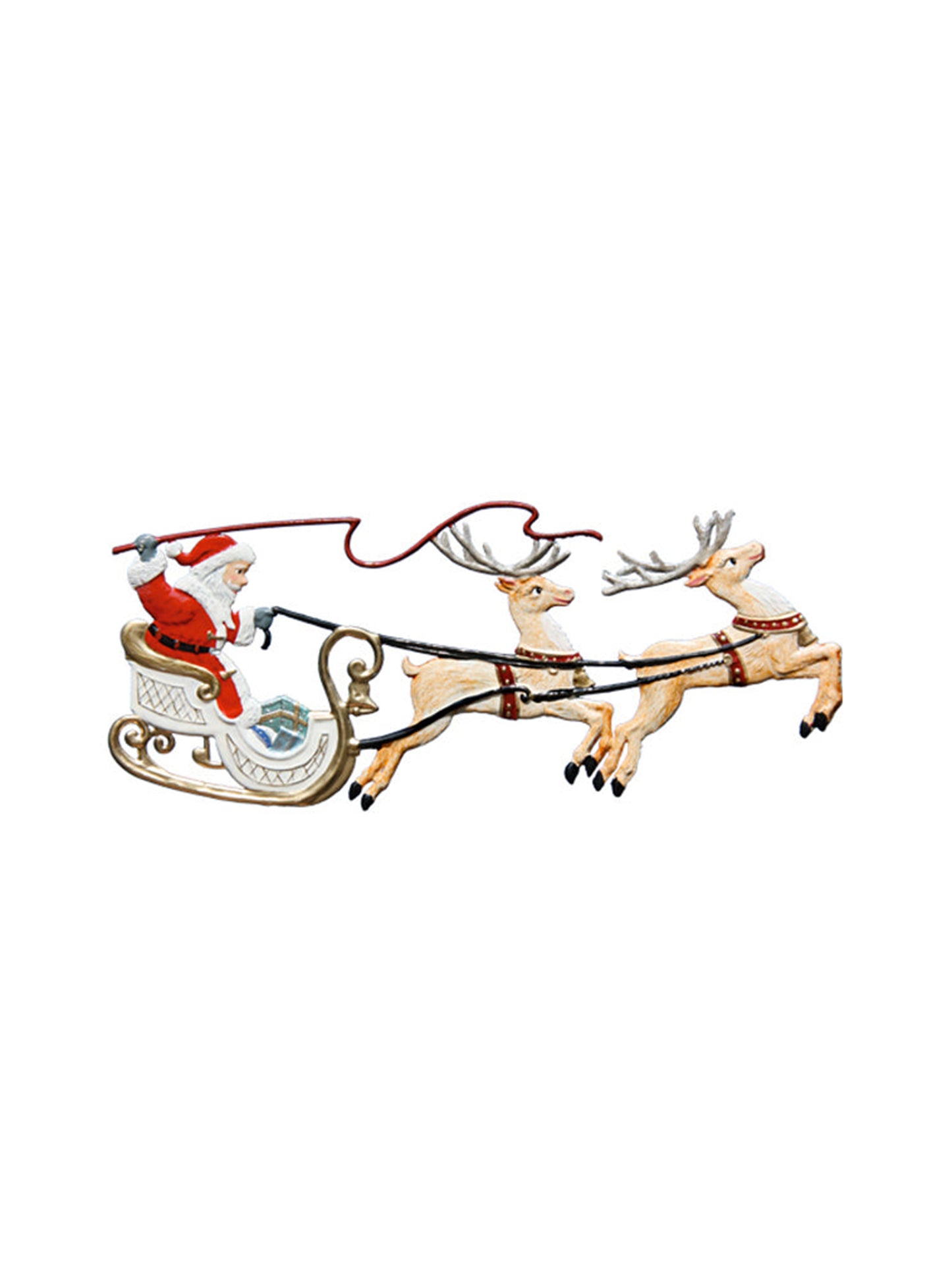 Wilhelm Schweizer Pewter Santa in Sleigh with Two Reindeer Ornament Weston Table