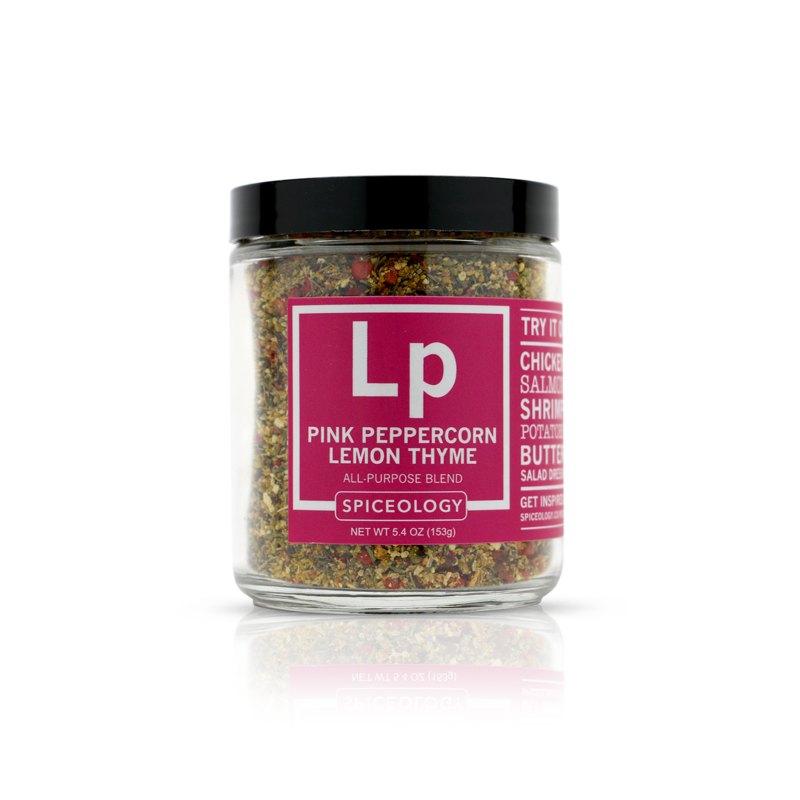 Spiceology Rubs & Blends Glass Jar Pink Peppercorn Lemon Thyme Weston Table