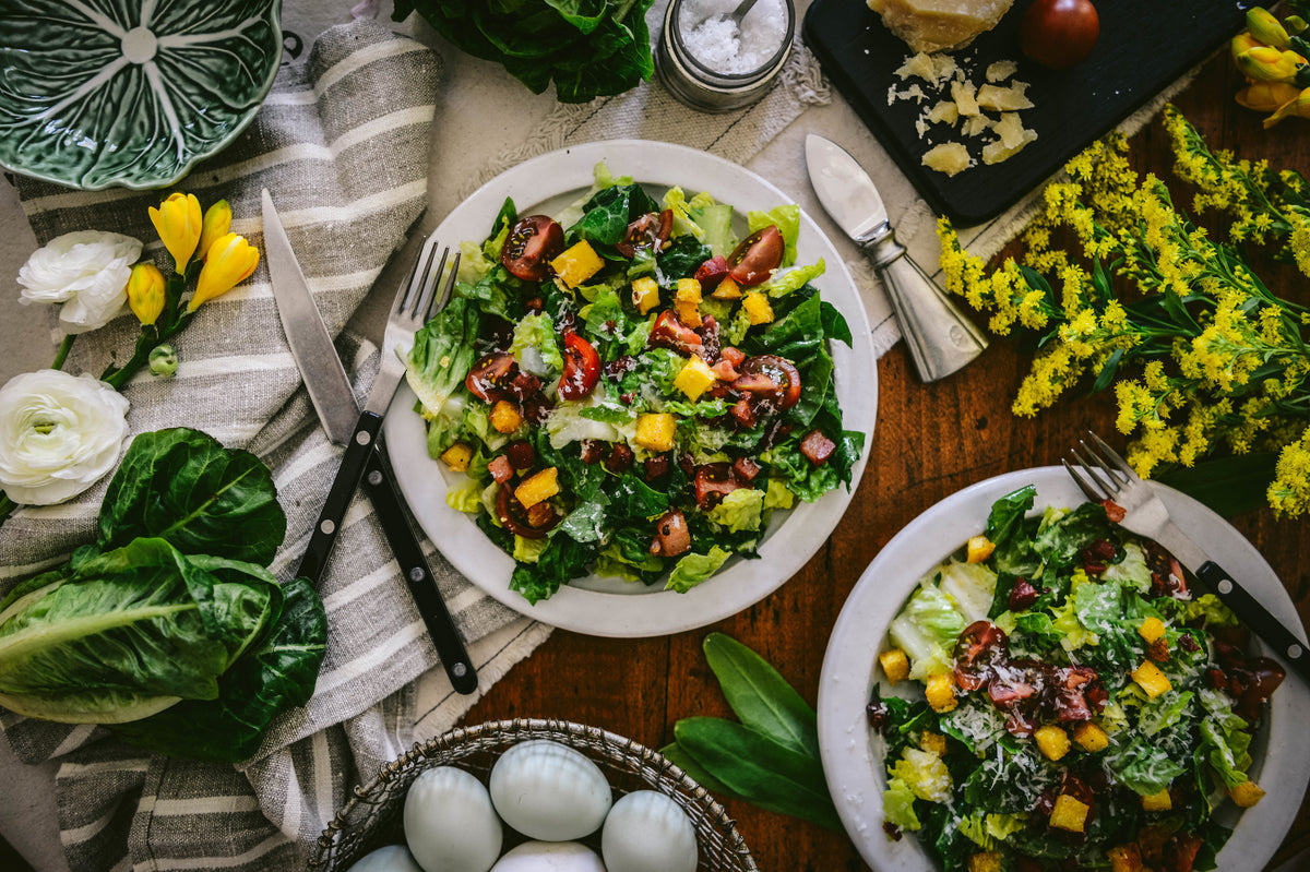 Little Gem Salad with Pancetta and Parmesan Polenta Croutons | Weston Table