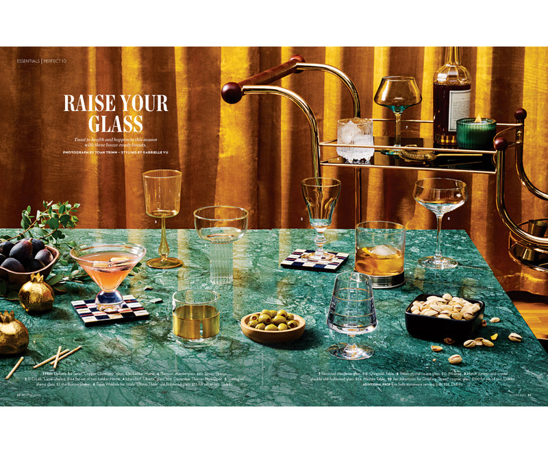 Boston Home Winter 2022 Issue: 10 Elegant Cocktail Glasses for Holiday Entertaining