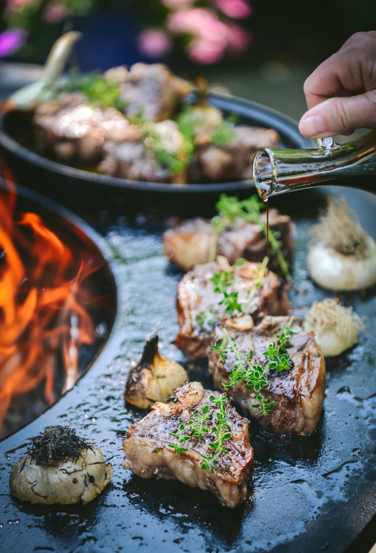 Tuscan Grilled Lamb Chops with Thyme and Balsamic Drizzle