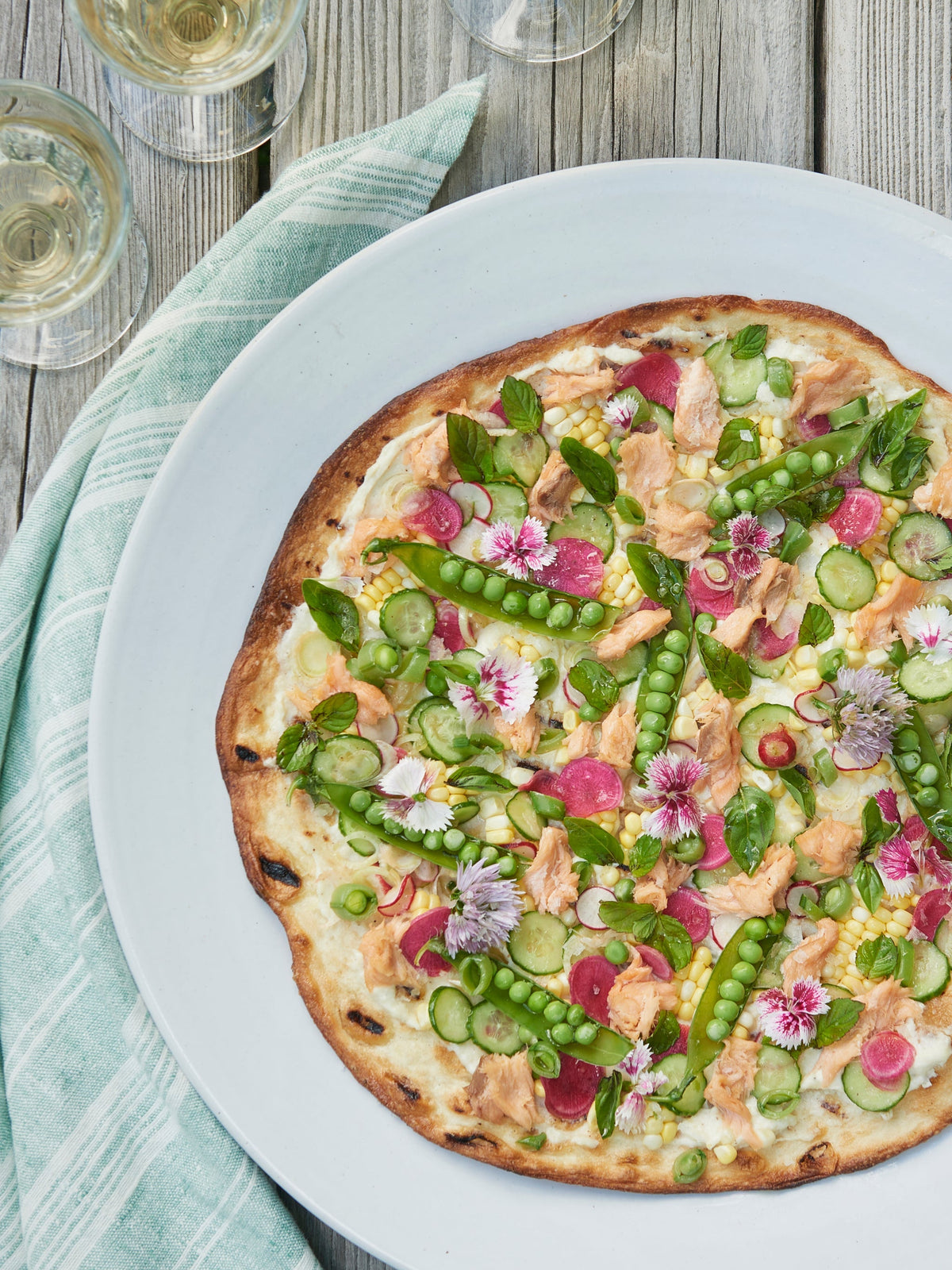 Honey Salmon, Summer Harvest, and Herb Flatbread|Weston Table