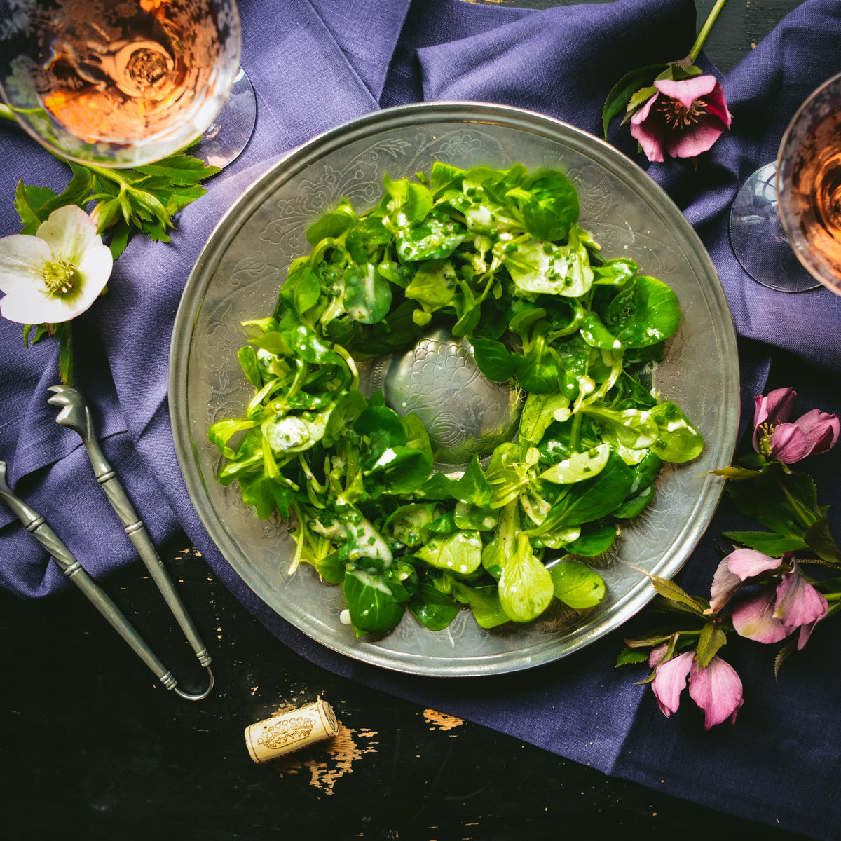 Lamb's Lettuce, Creme Fraiche, Lemon, and Chive Salad | Weston Table