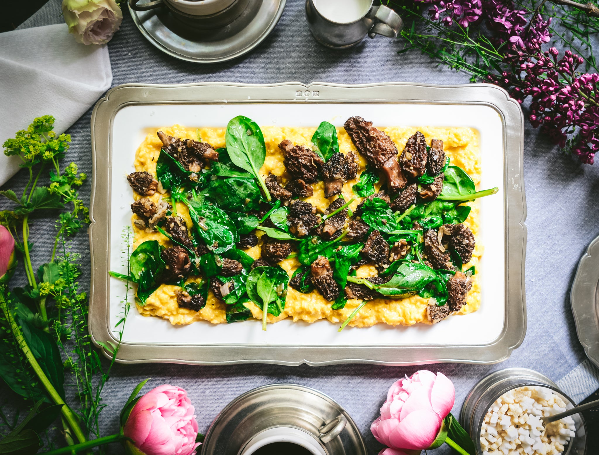 Morel Mushrooms, Spinach, and Eggs