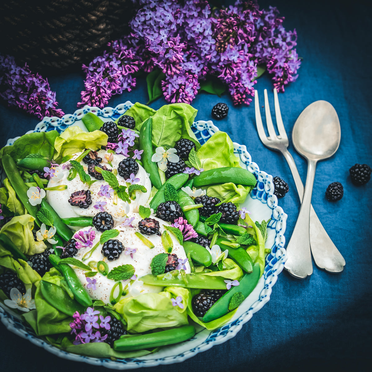 Pea, Blackberry, Burrata, & Mint Salad | Weston Table