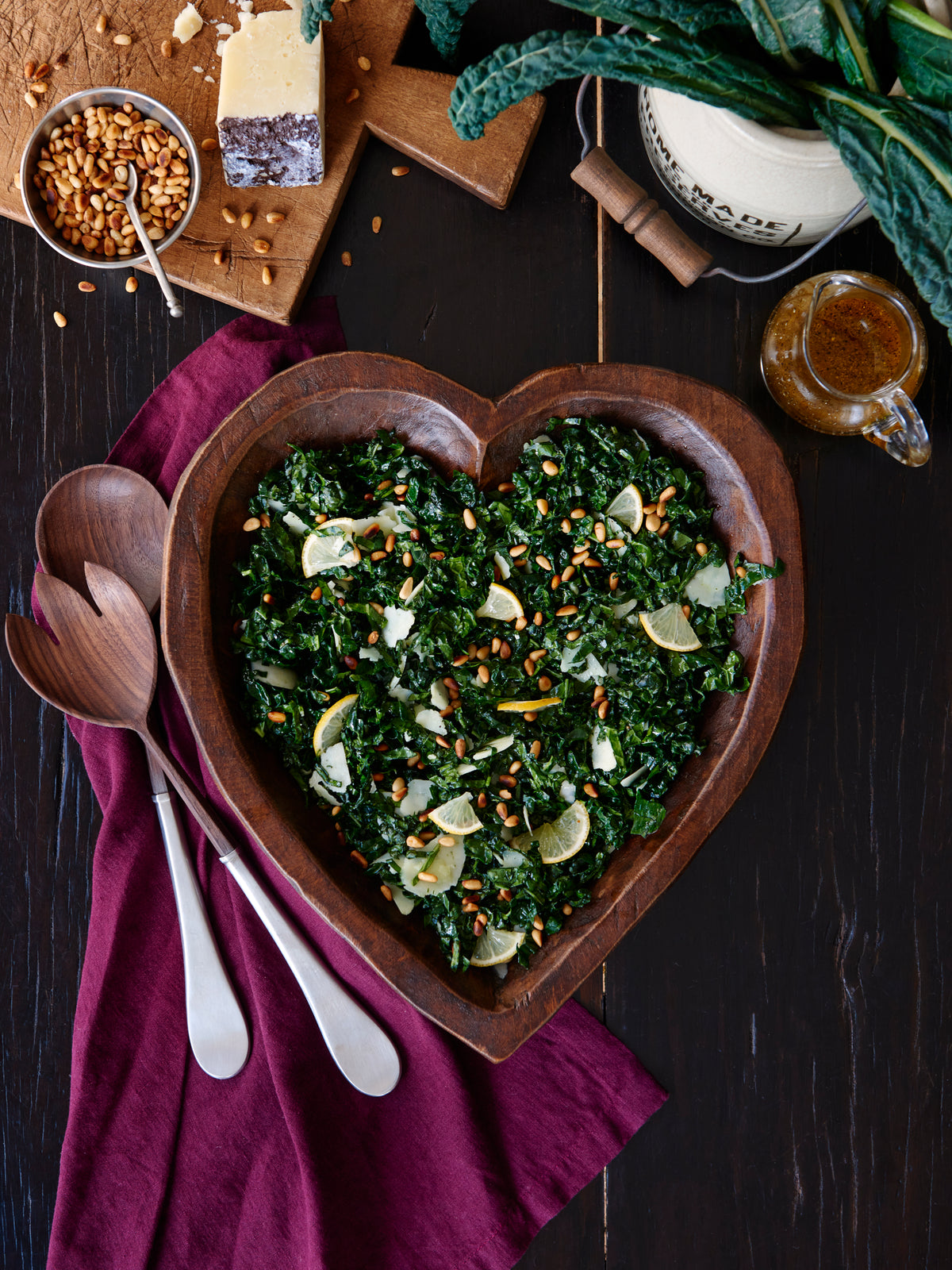 Tuscan Kale Salad with Truffle Honey, Pecorino, and Pine Nuts|Weston Table