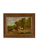 1900 Mo Wainwright Reverse Glass Fox Hunt Painting Wainwright One Weston Table