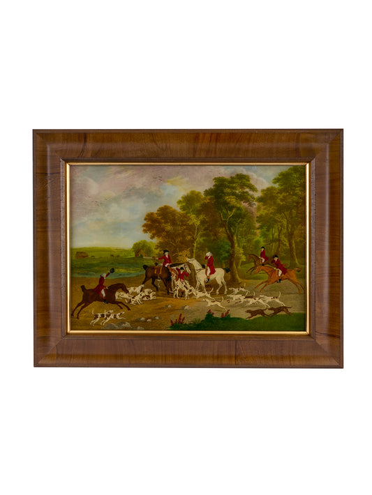 1900 Mo Wainwright Reverse Glass Fox Hunt Painting Wainwright One Weston Table