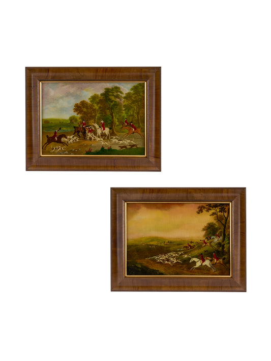 1900 Mo Wainwright Reverse Glass Fox Hunt Painting Wainwright One Weston Table