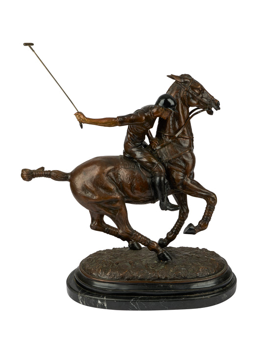1909 French Bronze Polo Player and Horse Weston Table