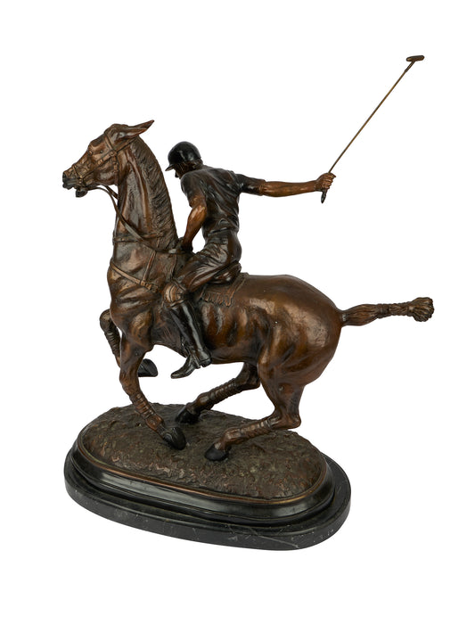 1909 French Bronze Polo Player and Horse Weston Table