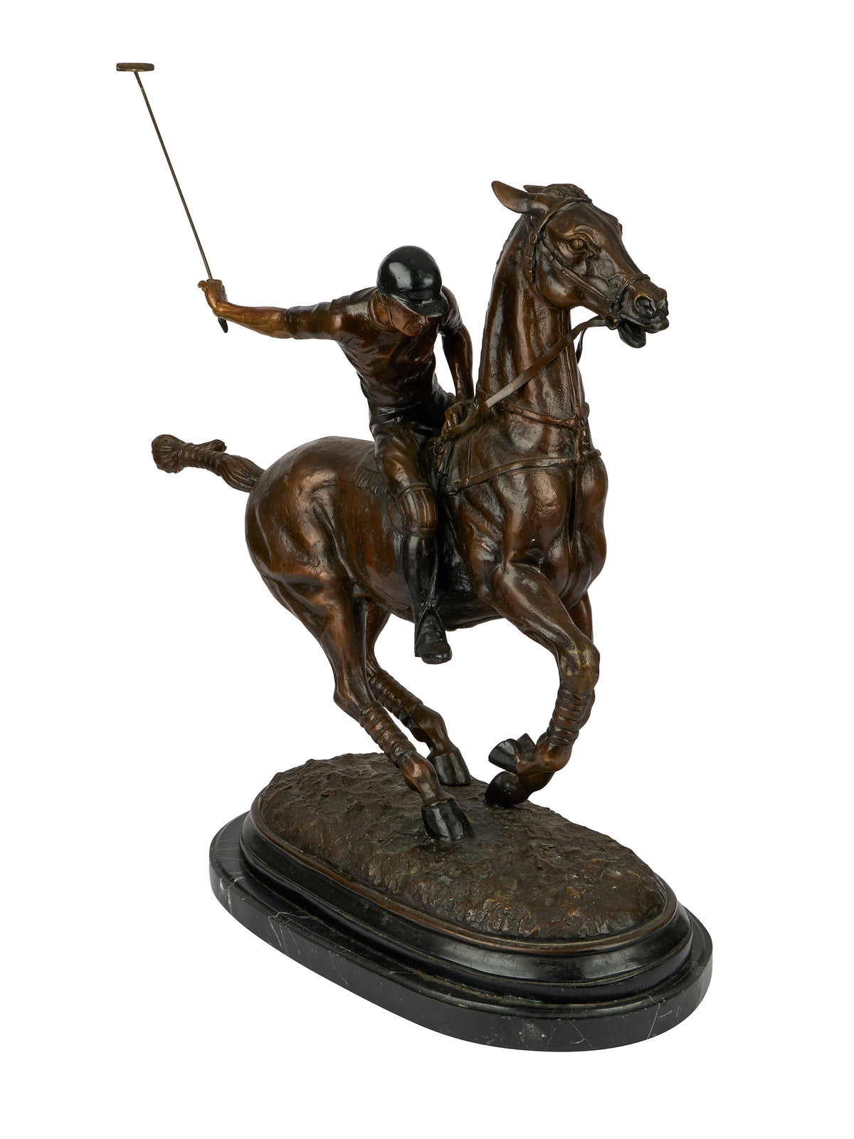 1909 French Bronze Polo Player and Horse Weston Table