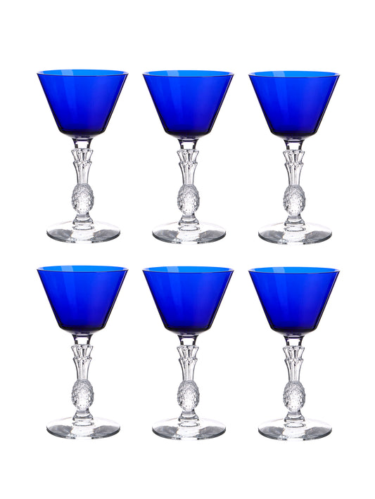 Vintage 1930s Morgantown Blue Cobalt Plantation Cocktail Glasses Set of Six Weston Table