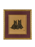1934 Louise Hahn Scottie Dog Charcoal Framed Art Weston Table