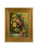 1940s Belgian Flower Oil Painting Weston Table