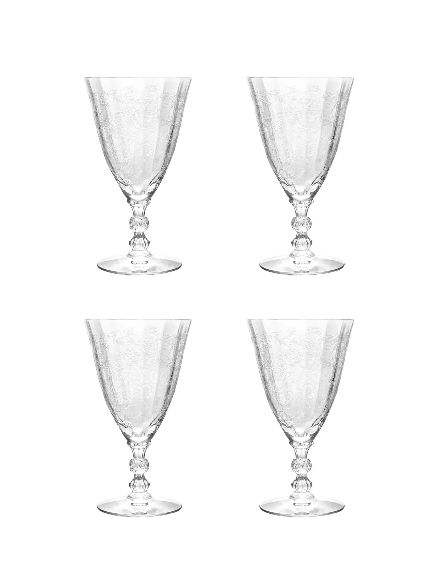 Vintage 1940s Fostoria Crystal Glasses Set of Four